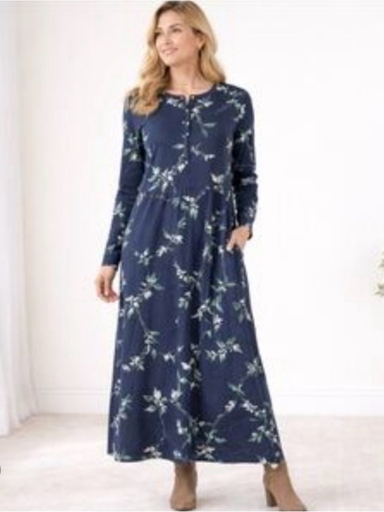 J. Jill Dresses & Skirts - J. Jill Nightingale Floral Maxi Dress Large Cottagecore Cozy Soft Girl Pockets